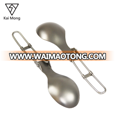 OUTDOOR HIKING CAMPING MOUNTAINEERING FOLDING FOLDABLE FLATWARE TITANIUM SPOON